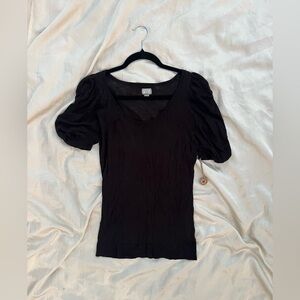 Converse Sheer Black Puff Sleeve Top